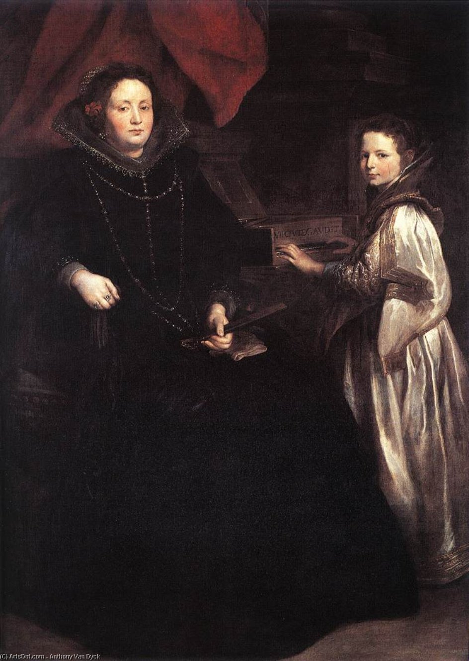 WikiOO.org - Enciklopedija dailės - Tapyba, meno kuriniai Anthony Van Dyck - Portrait of Porzia Imperiale and Her Daughter