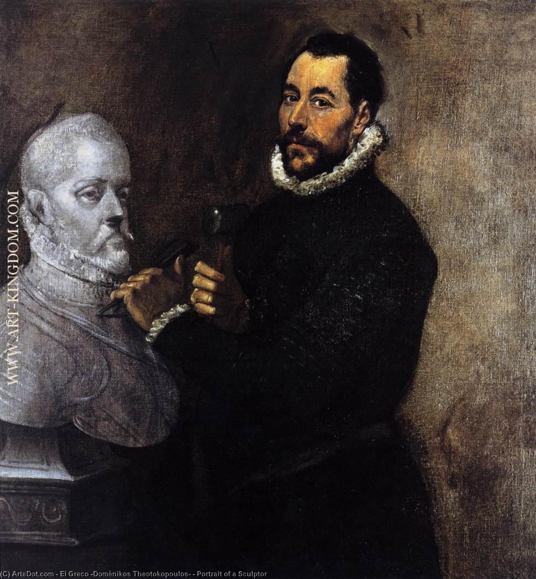 Wikioo.org – La Enciclopedia de las Bellas Artes - Pintura, Obras de arte de El Greco (Doménikos Theotokopoulos) - Retrato de un escultor