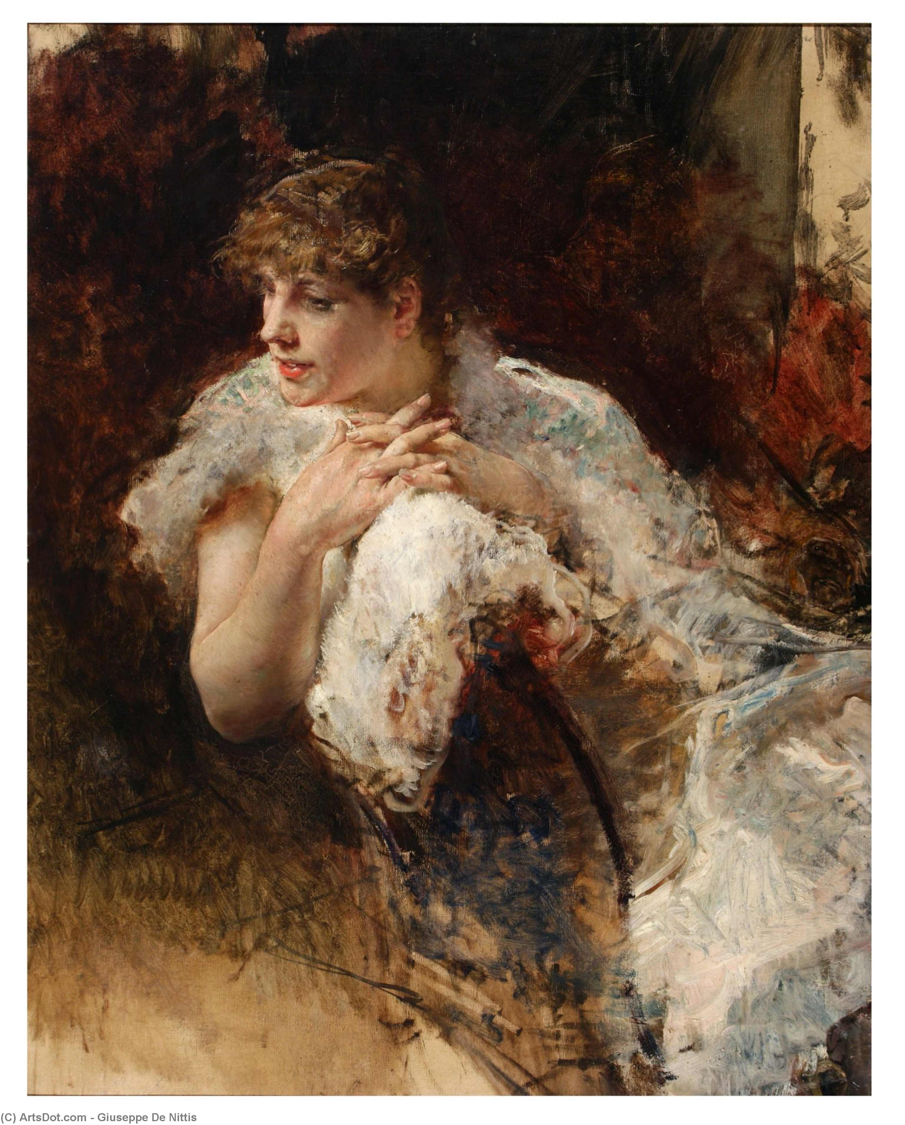 WikiOO.org - Encyclopedia of Fine Arts - Lukisan, Artwork Giuseppe De Nittis - Portrait of Signora Napoletana