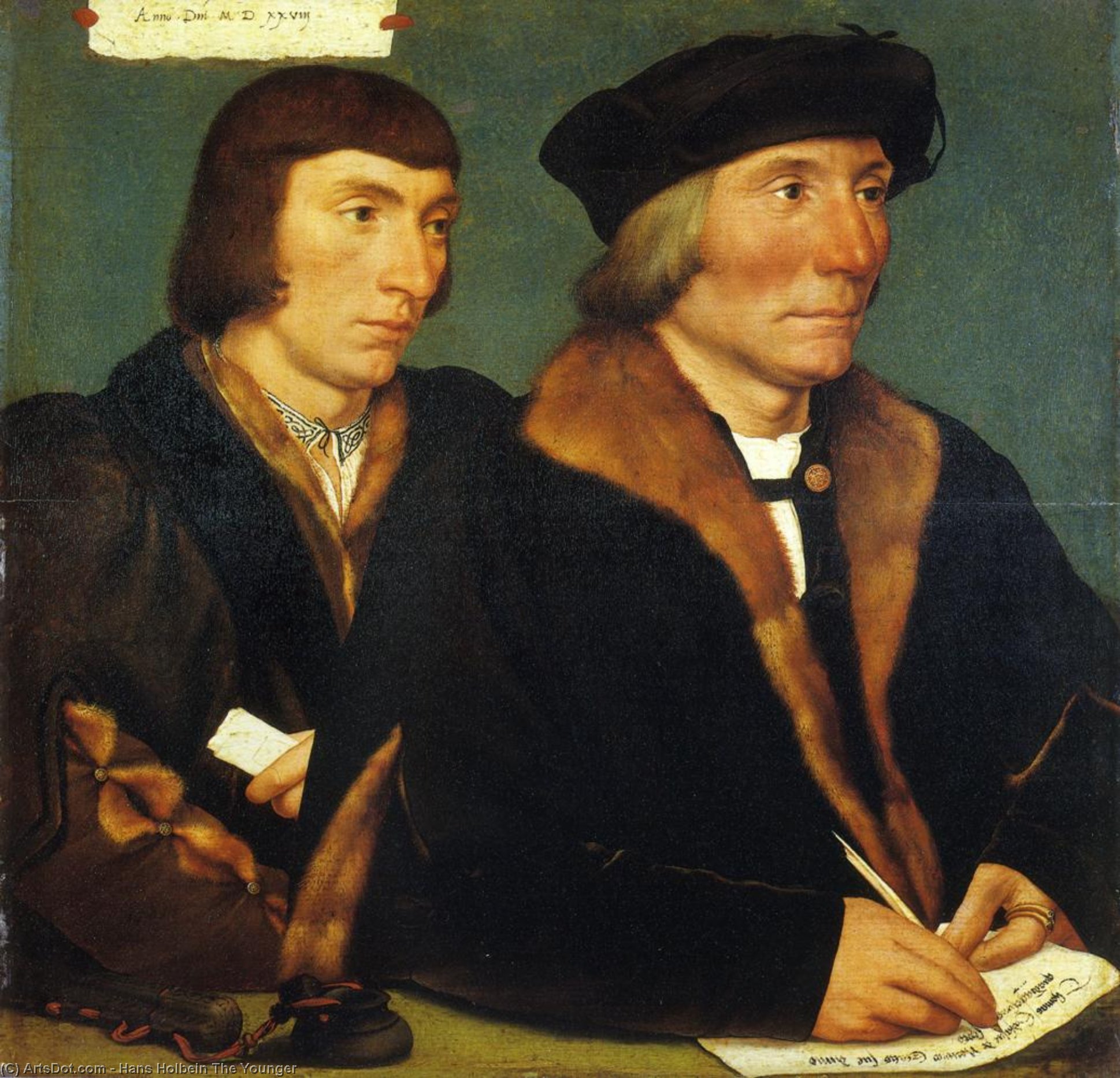 Wikioo.org - The Encyclopedia of Fine Arts - Painting, Artwork by Hans Holbein The Younger - Portrait of Sir Thomas Godsalve and His Son John