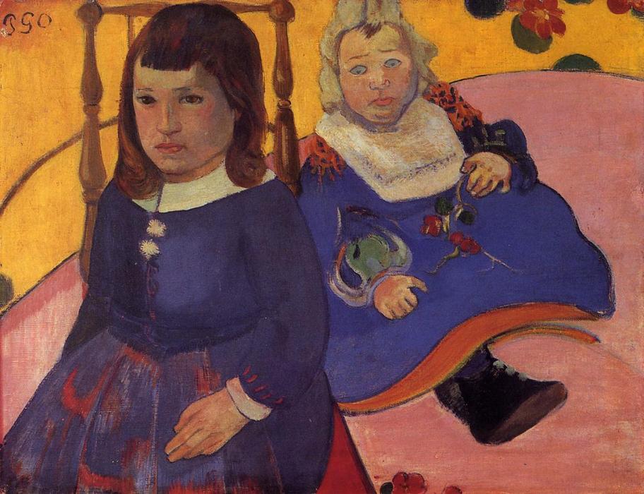 Wikioo.org - The Encyclopedia of Fine Arts - Painting, Artwork by Paul Gauguin - Portrait of Two Children (also known as Paul and Jean Schuffenecker)