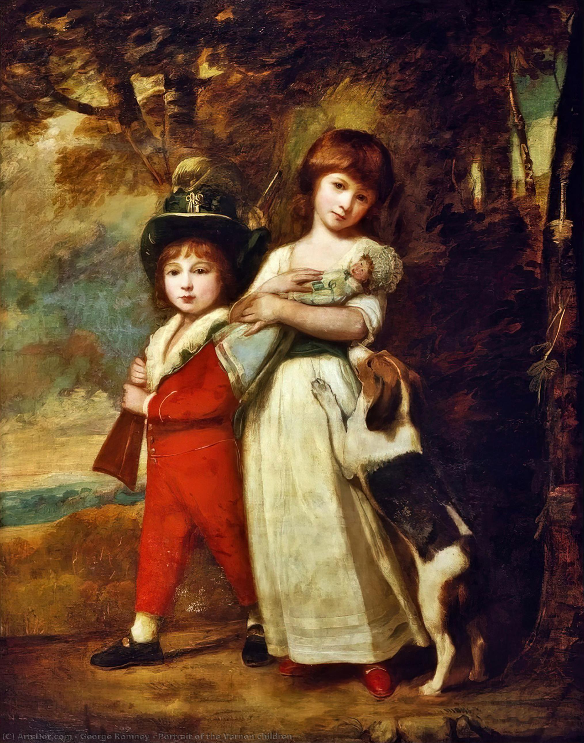 Wikioo.org - The Encyclopedia of Fine Arts - Painting, Artwork by George Romney - Portrait of the Vernon children