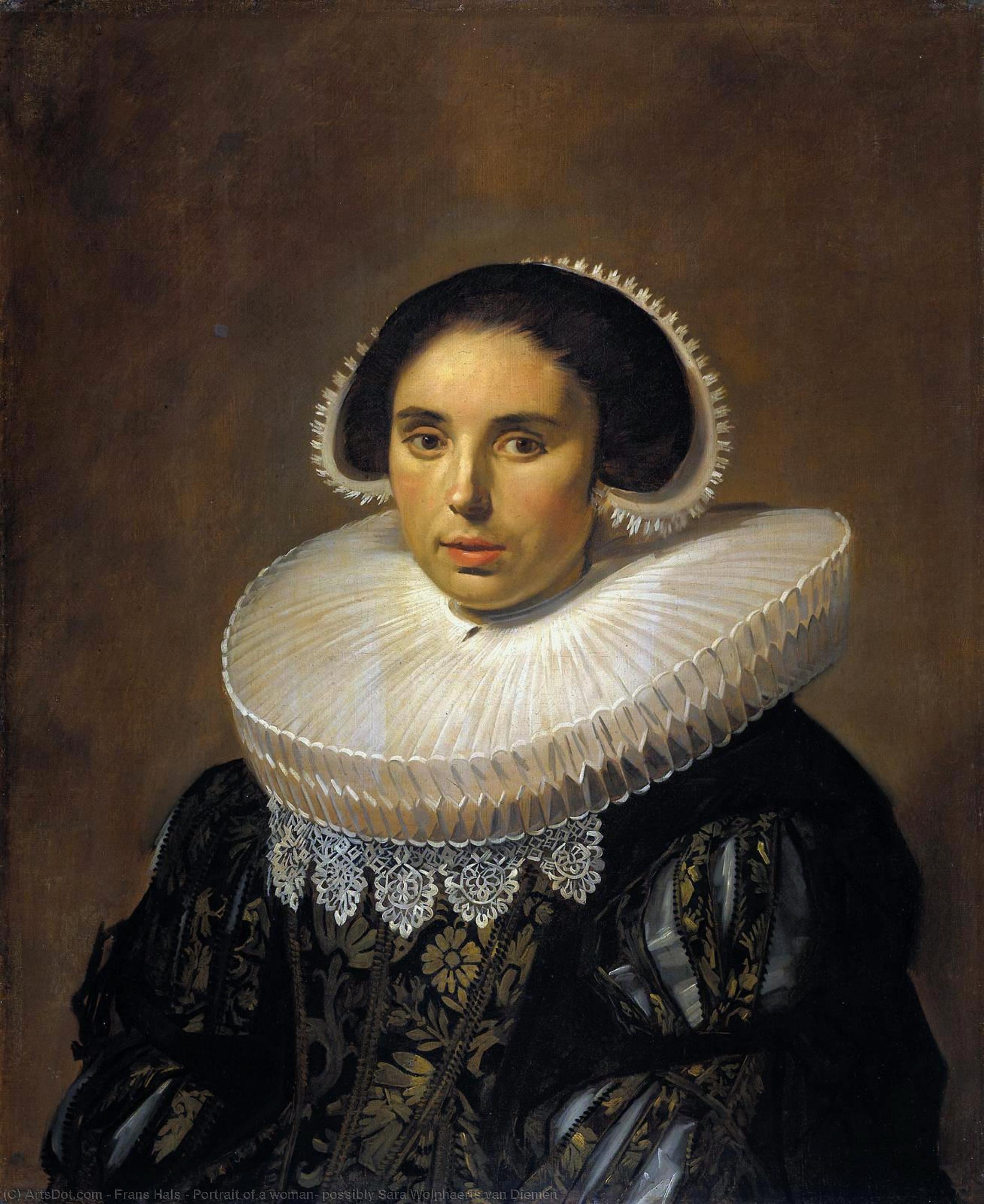 Wikioo.org - The Encyclopedia of Fine Arts - Painting, Artwork by Frans Hals - Portrait of a woman, possibly Sara Wolphaerts van Diemen