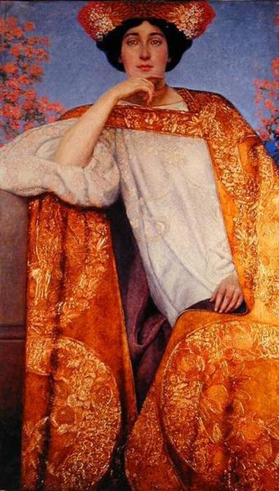 Wikioo.org - The Encyclopedia of Fine Arts - Painting, Artwork by Gustav Klimt - Portrait of a Woman in a Golden Dress