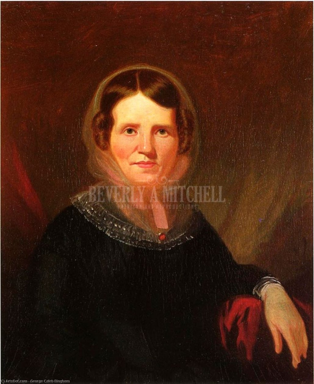 WikiOO.org - Enciclopédia das Belas Artes - Pintura, Arte por George Caleb Bingham - Portrait of a Woman with a Red Broach