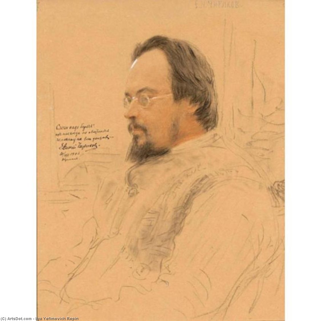 WikiOO.org - Encyclopedia of Fine Arts - Lukisan, Artwork Ilya Yefimovich Repin - Portrait of writer Yevgeny Nikolayevich Chirikov.