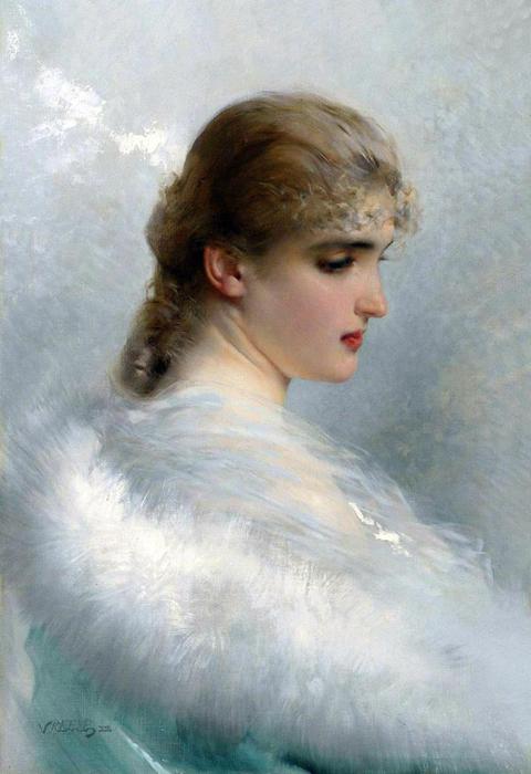 Wikioo.org - The Encyclopedia of Fine Arts - Painting, Artwork by Vittorio Matteo Corcos - Portrait of a Young Beauty