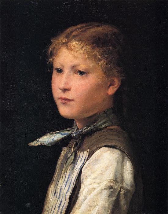 Wikioo.org - The Encyclopedia of Fine Arts - Painting, Artwork by Albert Samuel Anker - Portrait of a Young Girl