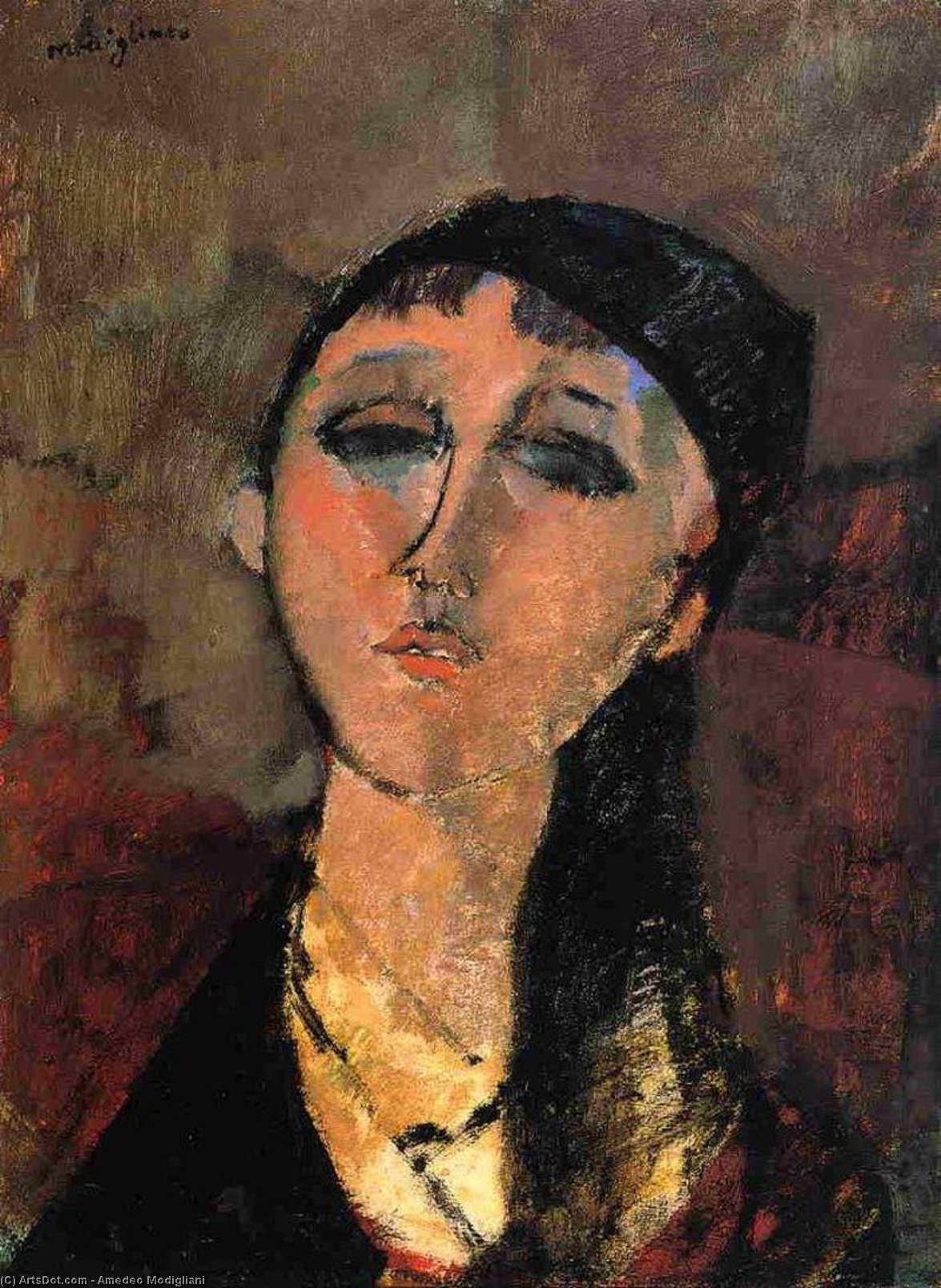 Wikioo.org - The Encyclopedia of Fine Arts - Painting, Artwork by Amedeo Modigliani - Portrait of a Young Girl (also known as Louise)