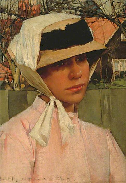 Wikioo.org - The Encyclopedia of Fine Arts - Painting, Artwork by Henry Herbert La Thangue - Portrait of a Young Girl