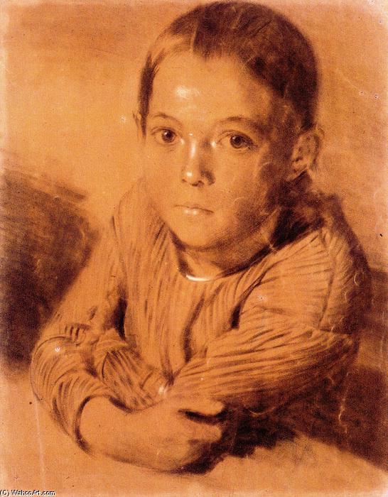 WikiOO.org - Güzel Sanatlar Ansiklopedisi - Resim, Resimler Adolph Menzel - Portrait of a Young Girl