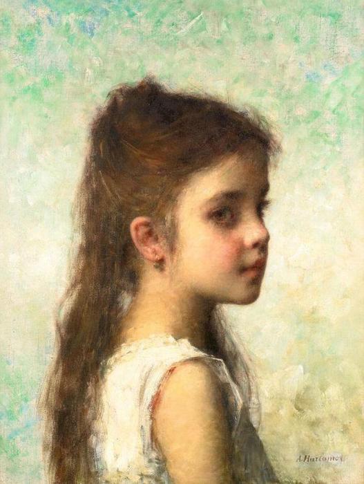 Wikioo.org - The Encyclopedia of Fine Arts - Painting, Artwork by Alexei Alexeievich Harlamoff - Portrait of a young girl