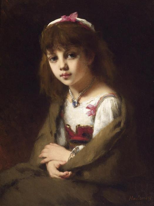 Wikioo.org - The Encyclopedia of Fine Arts - Painting, Artwork by Alexei Alexeievich Harlamoff - Portrait of a young girl (8)
