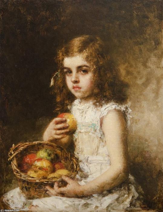 Wikioo.org – La Enciclopedia de las Bellas Artes - Pintura, Obras de arte de Alexei Alexeievich Harlamoff - Retrato de una chica joven 13