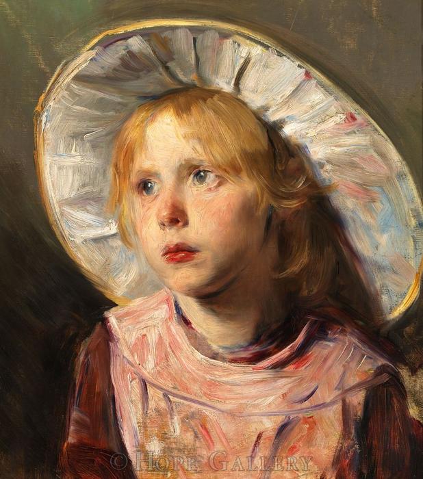Wikioo.org - The Encyclopedia of Fine Arts - Painting, Artwork by Bertha Wegmann - Portrait Of A Young Girl