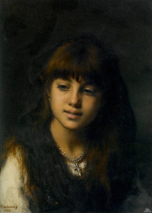 Wikioo.org - The Encyclopedia of Fine Arts - Painting, Artwork by Alexei Alexeievich Harlamoff - Portrait of a young girl (25)