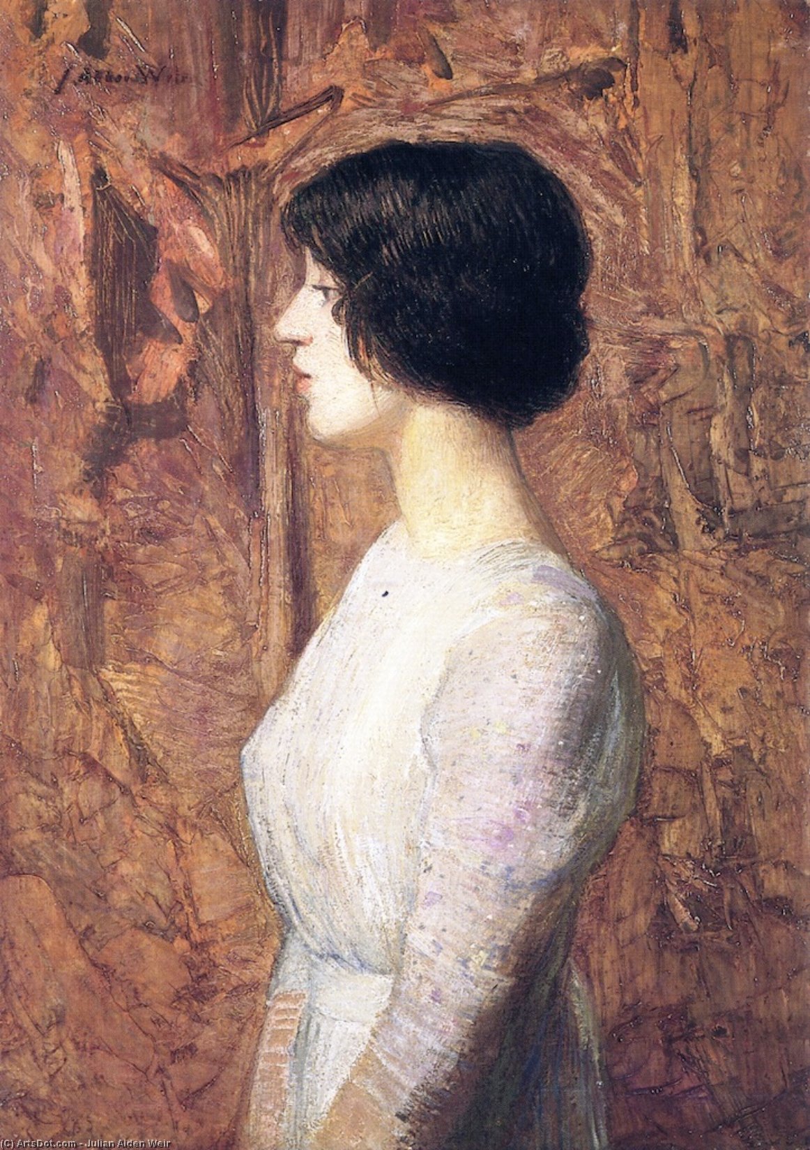 Wikioo.org - The Encyclopedia of Fine Arts - Painting, Artwork by Julian Alden Weir - Portrait of a Young Woman