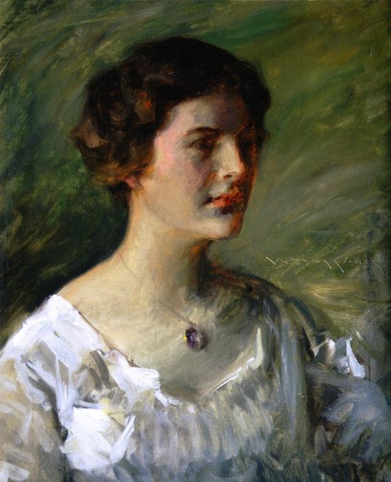 Wikioo.org - The Encyclopedia of Fine Arts - Painting, Artwork by William Merritt Chase - Portrait of a Young Woman