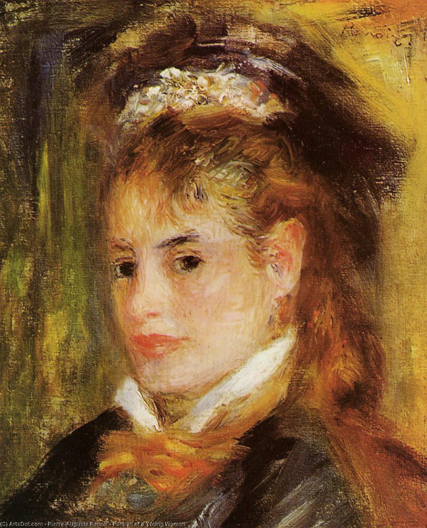 Wikioo.org - The Encyclopedia of Fine Arts - Painting, Artwork by Pierre-Auguste Renoir - Portrait of a Young Woman
