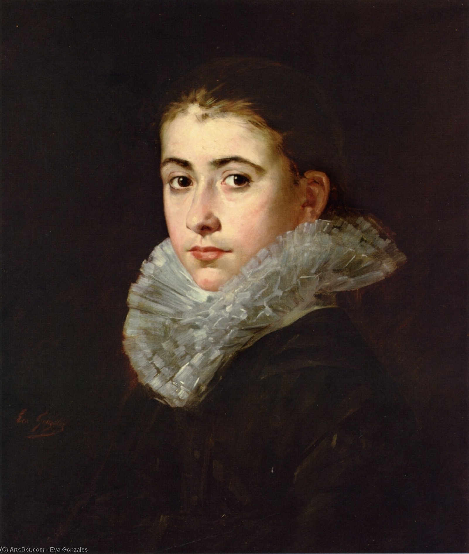 Wikioo.org - The Encyclopedia of Fine Arts - Painting, Artwork by Eva Gonzales - Portrait of a Young Woman