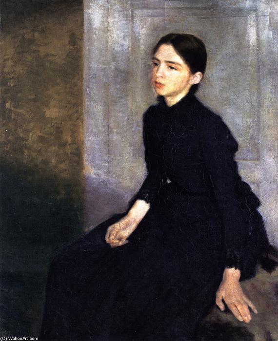 Wikioo.org - The Encyclopedia of Fine Arts - Painting, Artwork by Vilhelm (Hammershøi)Hammershoi - Portrait of Young Woman, The Artist's Sister, Anna Hammershoi