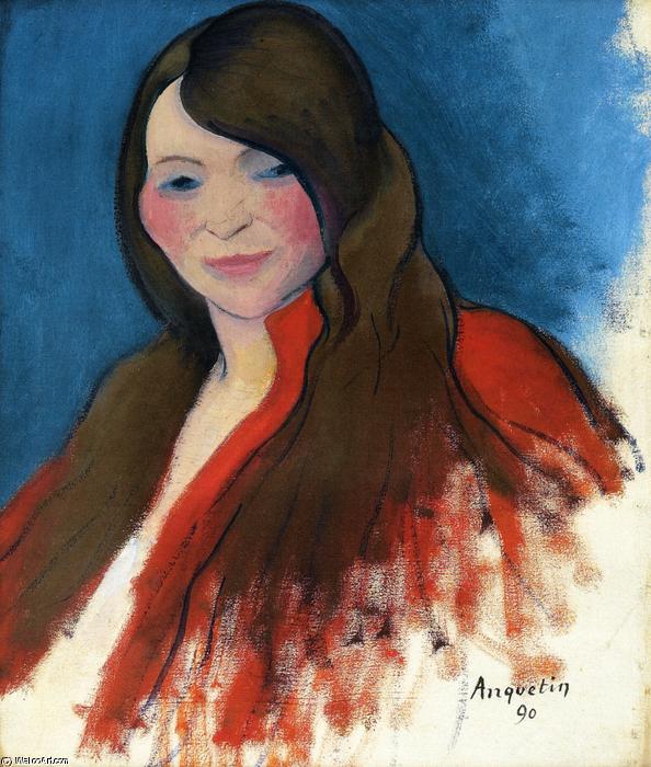 Wikioo.org - The Encyclopedia of Fine Arts - Painting, Artwork by Louis Anquetin - Portrait of a Young Woman with Long Hair