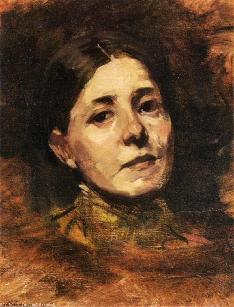 Wikioo.org - The Encyclopedia of Fine Arts - Painting, Artwork by Frank Duveneck - Portrait Sketch of Elizabeth Boott