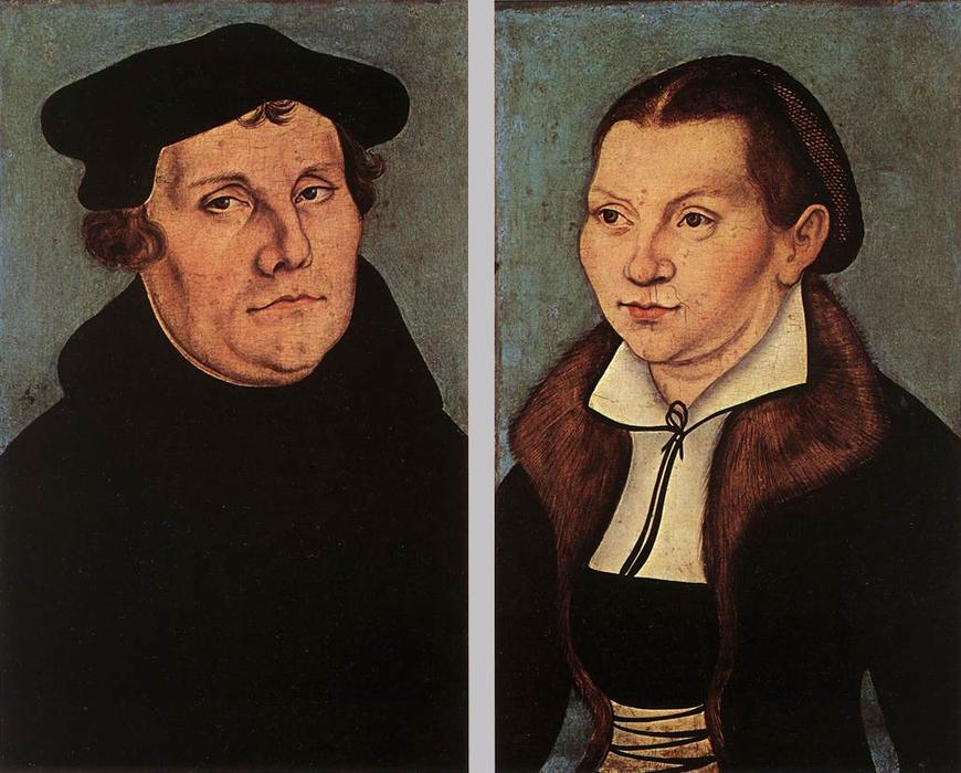 WikiOO.org – 美術百科全書 - 繪畫，作品 Lucas Cranach The Elder - 马丁·路德和凯瑟琳缸径的画像