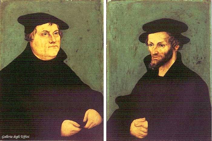 Wikioo.org – La Enciclopedia de las Bellas Artes - Pintura, Obras de arte de Lucas Cranach The Elder - Retratos de Martin Lutero y Philipp Melanchthon