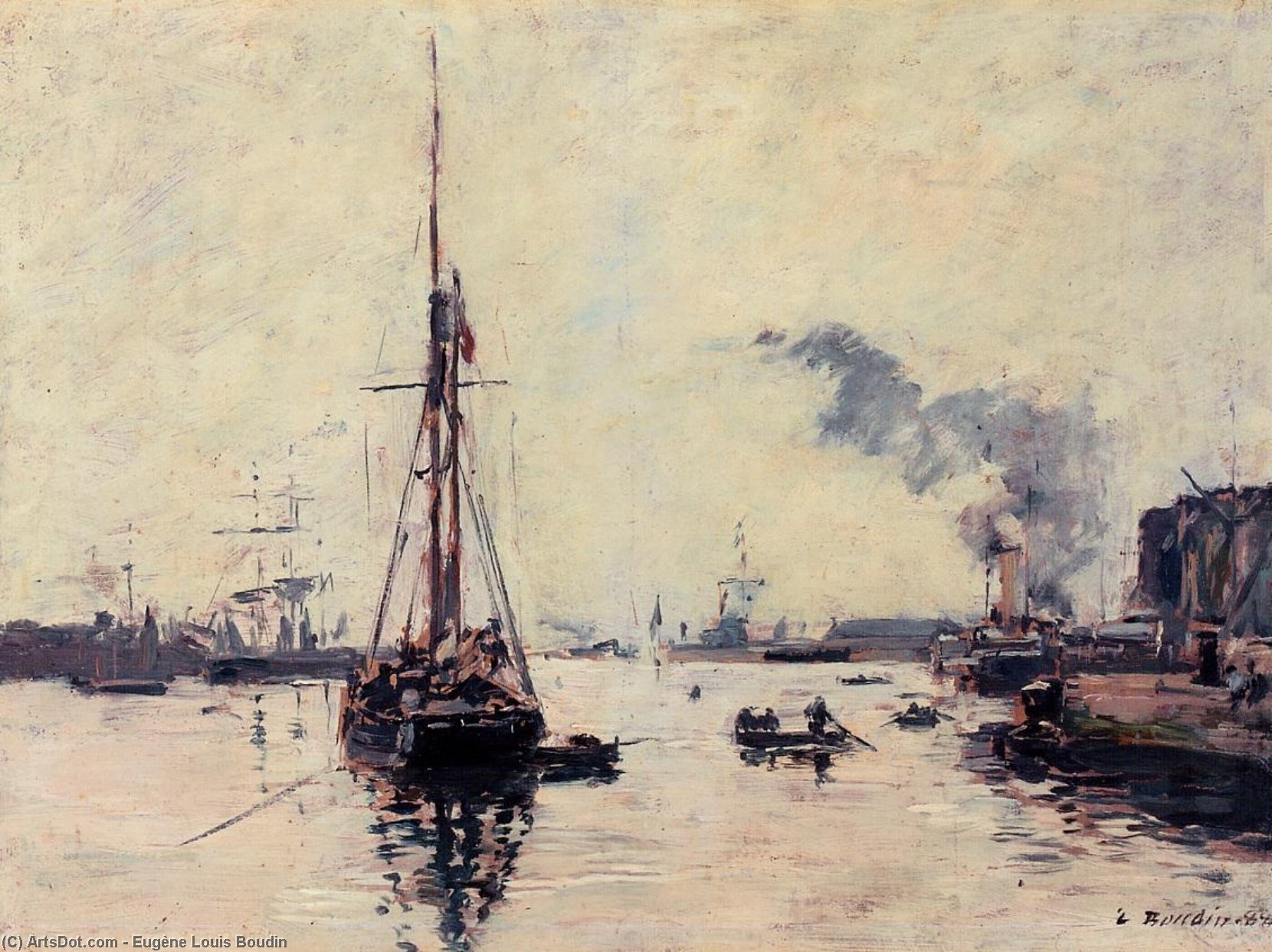 WikiOO.org - 백과 사전 - 회화, 삽화 Eugène Louis Boudin - Port Scene