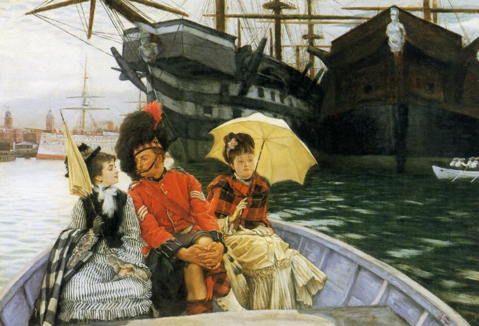 Wikioo.org - The Encyclopedia of Fine Arts - Painting, Artwork by James Jacques Joseph Tissot - Portsmouth Dockyard (also known as How Happy I Could be with Either)