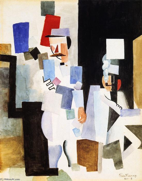 Wikioo.org - The Encyclopedia of Fine Arts - Painting, Artwork by Roger De La Fresnaye - The Postman in a Shelter with a Friend