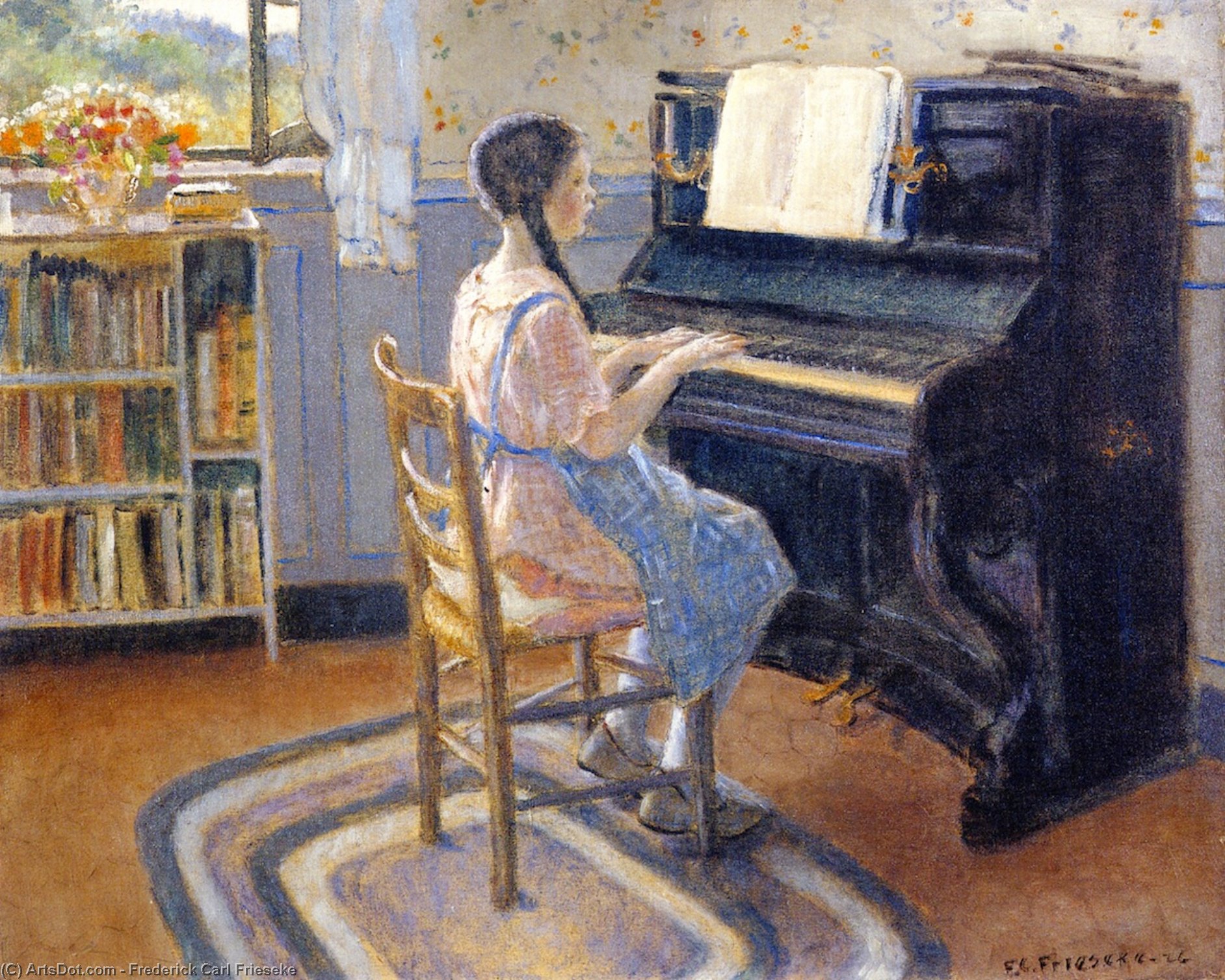 Wikioo.org - The Encyclopedia of Fine Arts - Painting, Artwork by Frederick Carl Frieseke - The Practice Hour