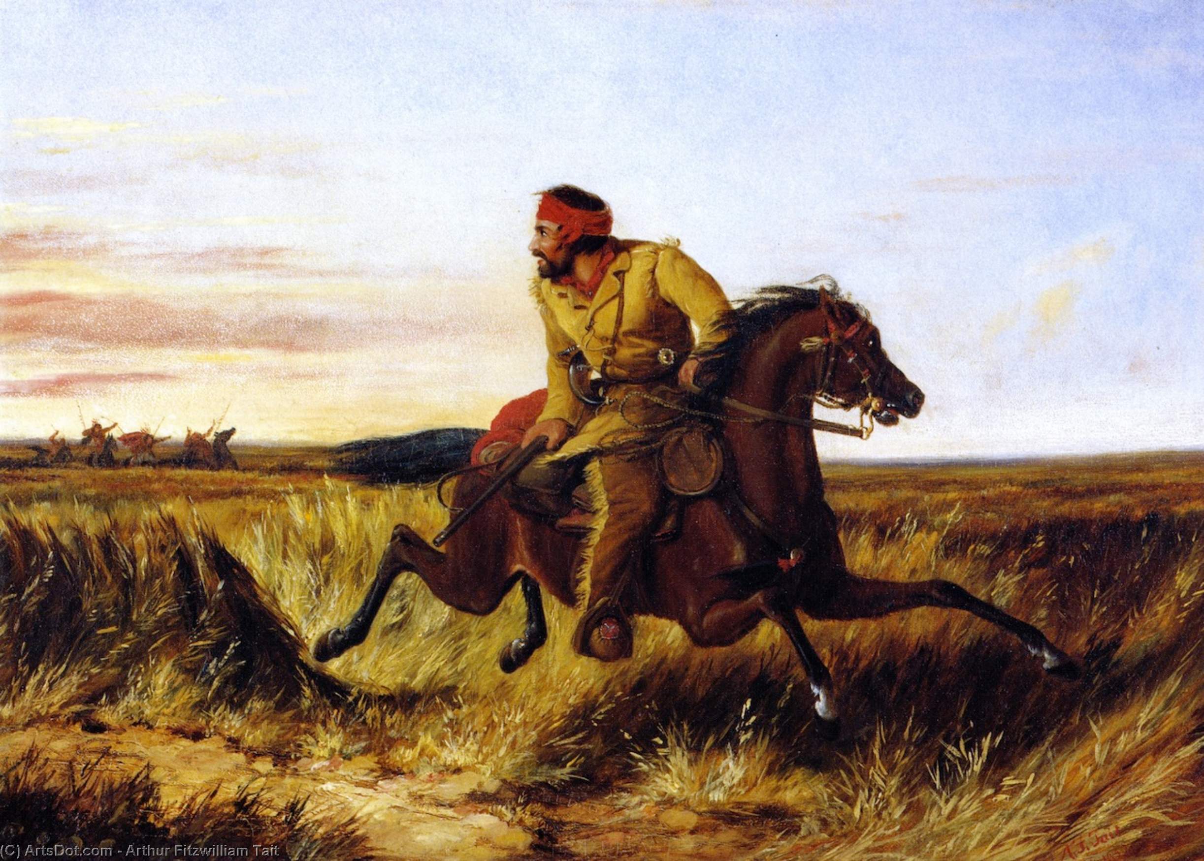 Wikioo.org - The Encyclopedia of Fine Arts - Painting, Artwork by Arthur Fitzwilliam Tait - The Prairie Hunter: One Rubbed Our