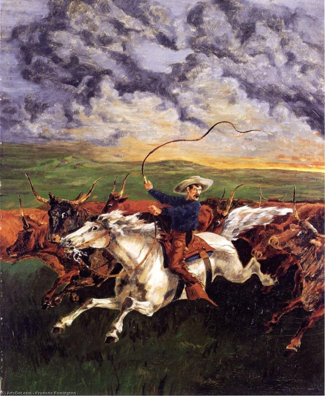 Wikioo.org - The Encyclopedia of Fine Arts - Painting, Artwork by Frederic Remington - Prarie Fire