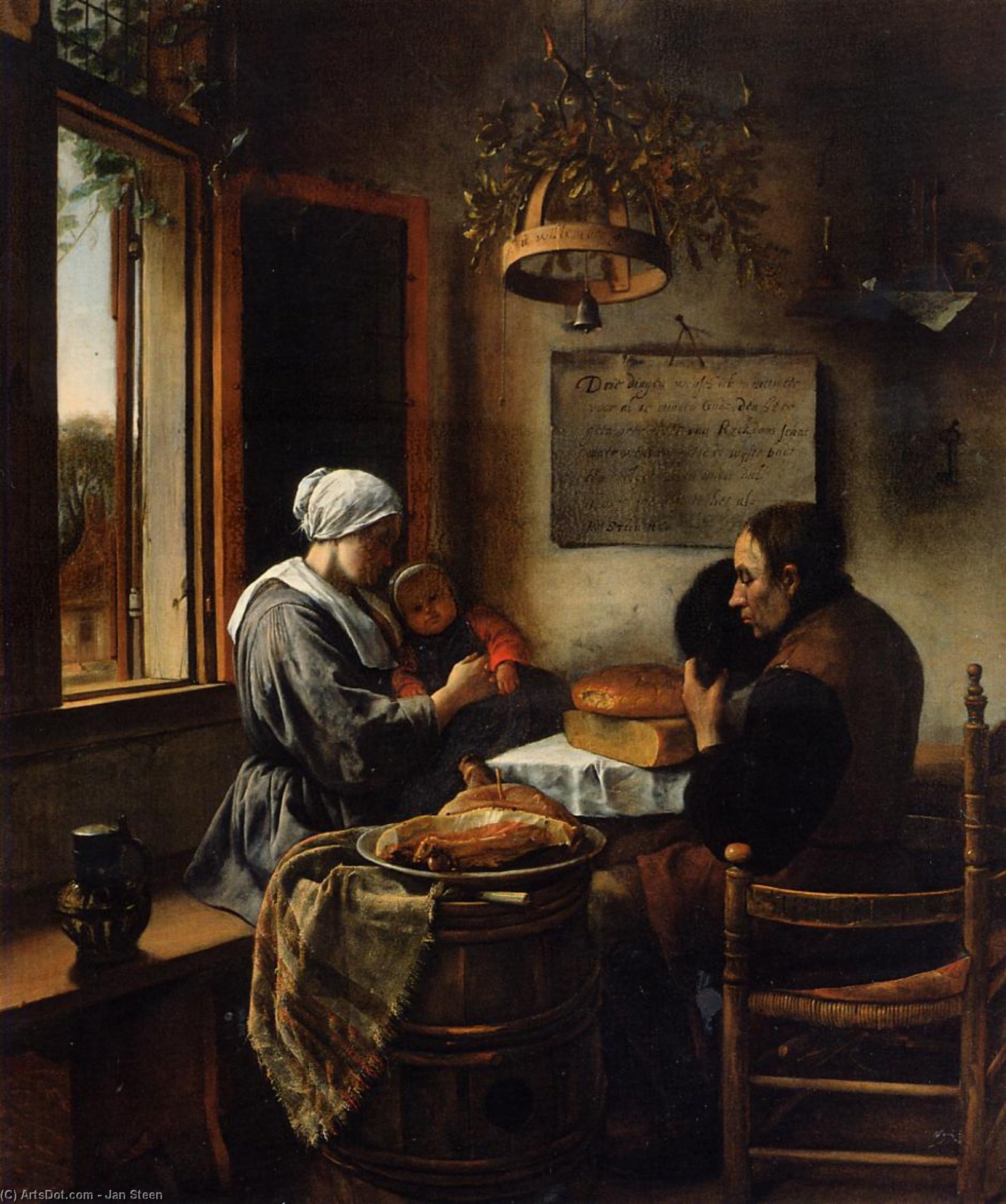 Wikioo.org - The Encyclopedia of Fine Arts - Painting, Artwork by Jan Steen - The Prayer before the Meal