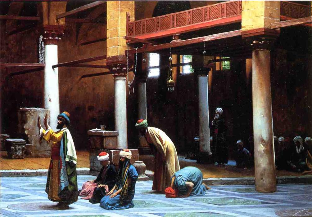 Wikoo.org - موسوعة الفنون الجميلة - اللوحة، العمل الفني Jean Léon Gérôme - Prayer in a Mosque