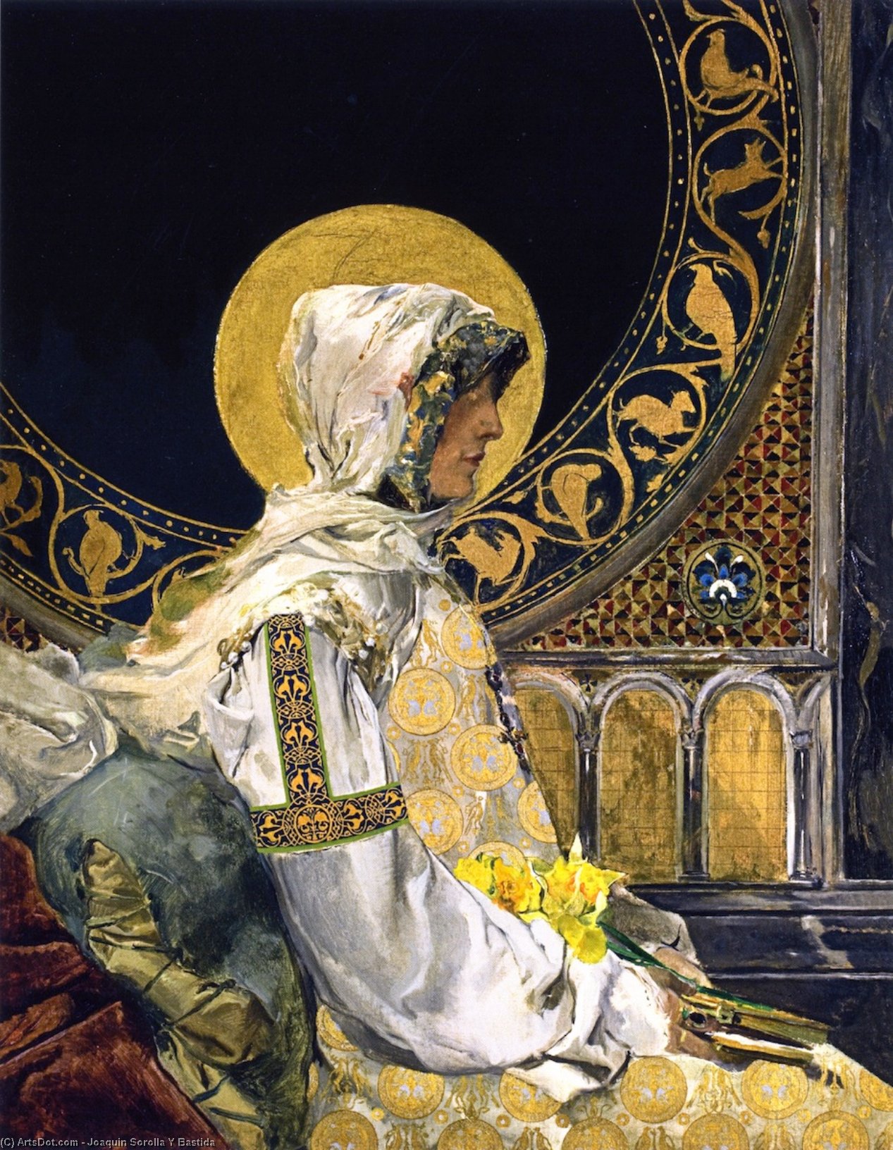 Wikioo.org - The Encyclopedia of Fine Arts - Painting, Artwork by Joaquin Sorolla Y Bastida - Praying Saint
