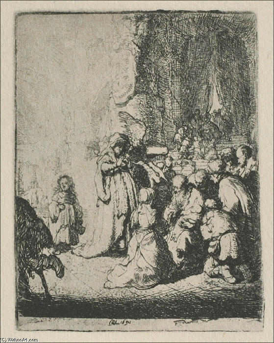 WikiOO.org - Encyclopedia of Fine Arts - Maleri, Artwork Rembrandt Van Rijn - The Presentation, With the Angel