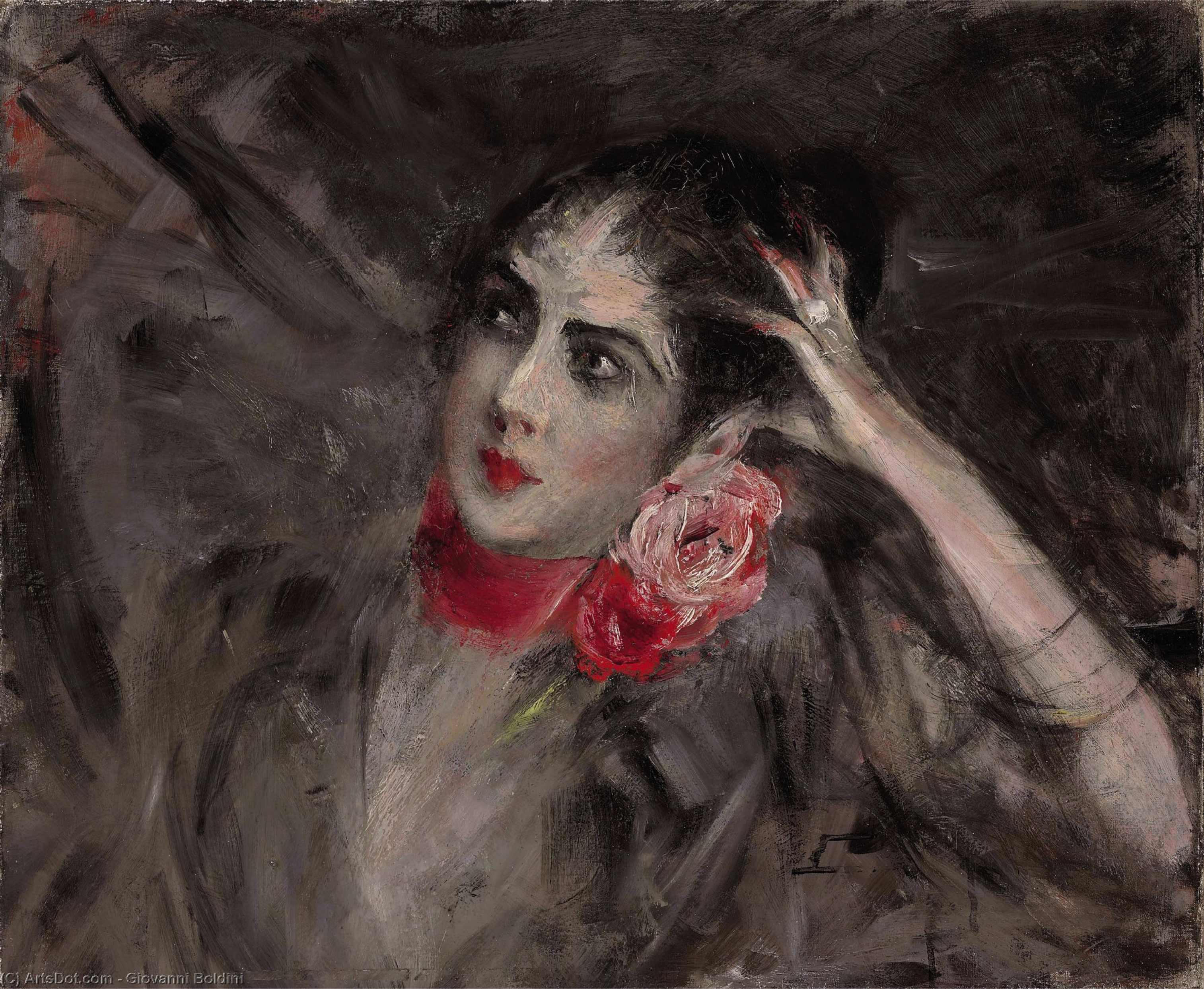 Wikioo.org - The Encyclopedia of Fine Arts - Painting, Artwork by Giovanni Boldini - Princes Radziwill with Red Ribbon