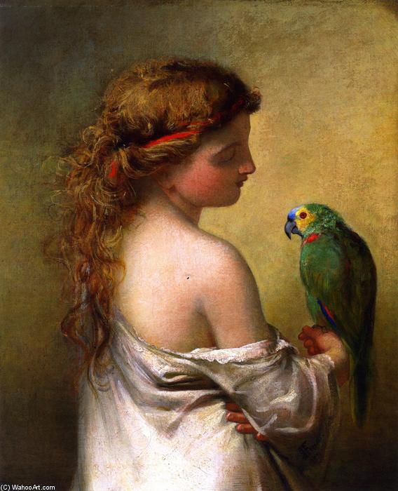 WikiOO.org - Enciclopédia das Belas Artes - Pintura, Arte por James Edward Freeman - The Princess Prattles to Her Parrot