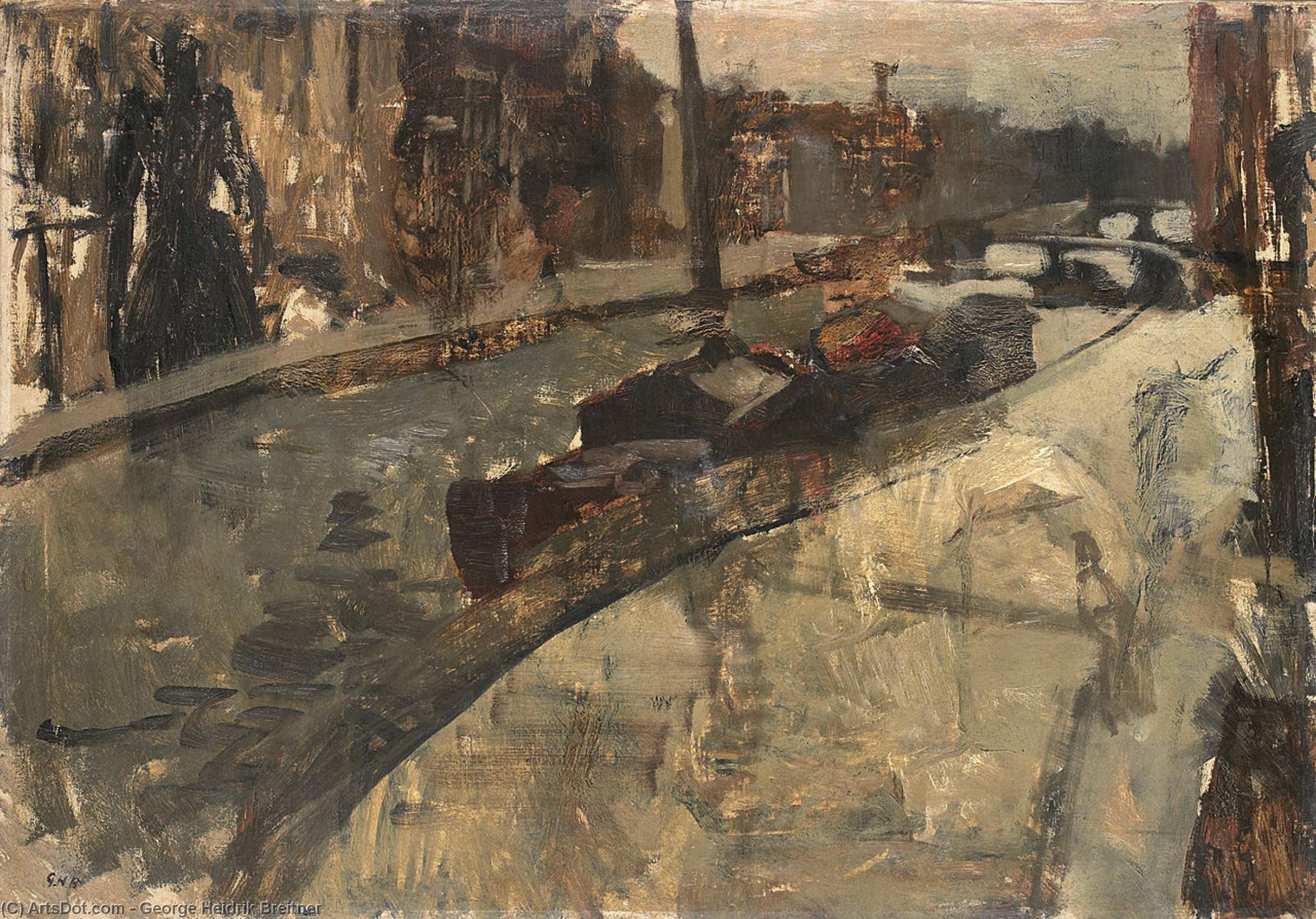 Wikioo.org - The Encyclopedia of Fine Arts - Painting, Artwork by George Hendrik Breitner - The Prinsengracht at the Lauriergracht, Amsterdam