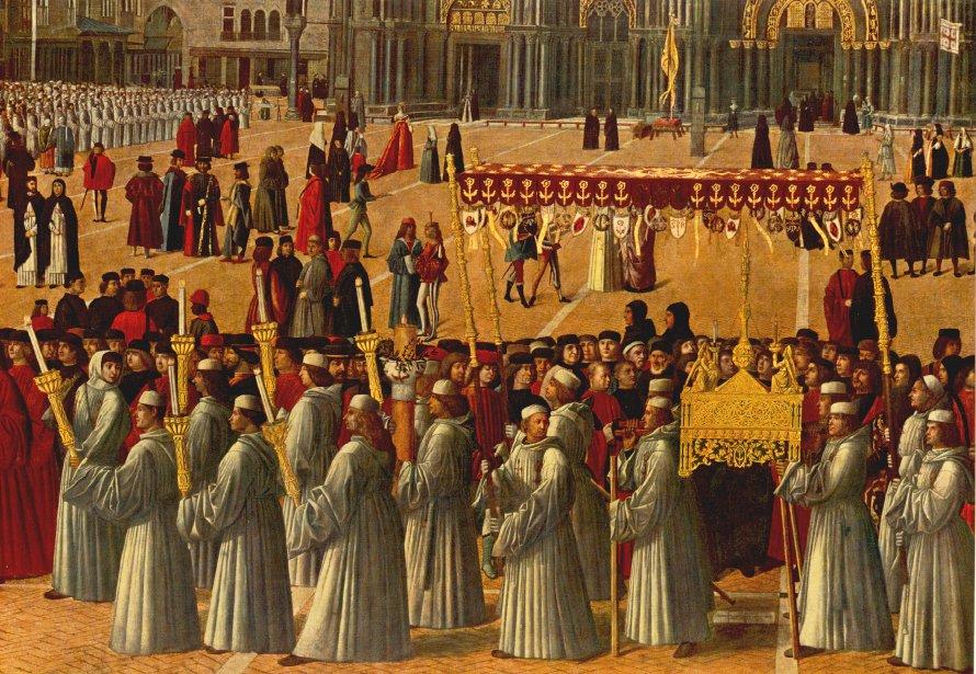 Wikioo.org - The Encyclopedia of Fine Arts - Painting, Artwork by Gentile Bellini - Procession in Piazza S. Marco [detail]