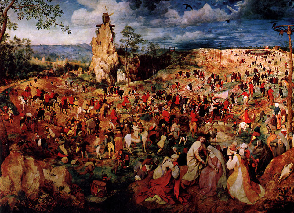 Wikioo.org – La Enciclopedia de las Bellas Artes - Pintura, Obras de arte de Pieter Bruegel The Elder - La procesión bastante  Calvario