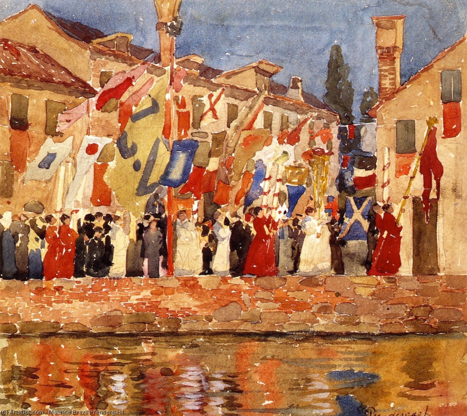 Wikioo.org - The Encyclopedia of Fine Arts - Painting, Artwork by Maurice Brazil Prendergast - Procession, Venice