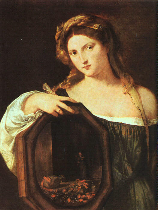 Wikioo.org – La Enciclopedia de las Bellas Artes - Pintura, Obras de arte de Tiziano Vecellio (Titian) - Amor profano (vanidad)