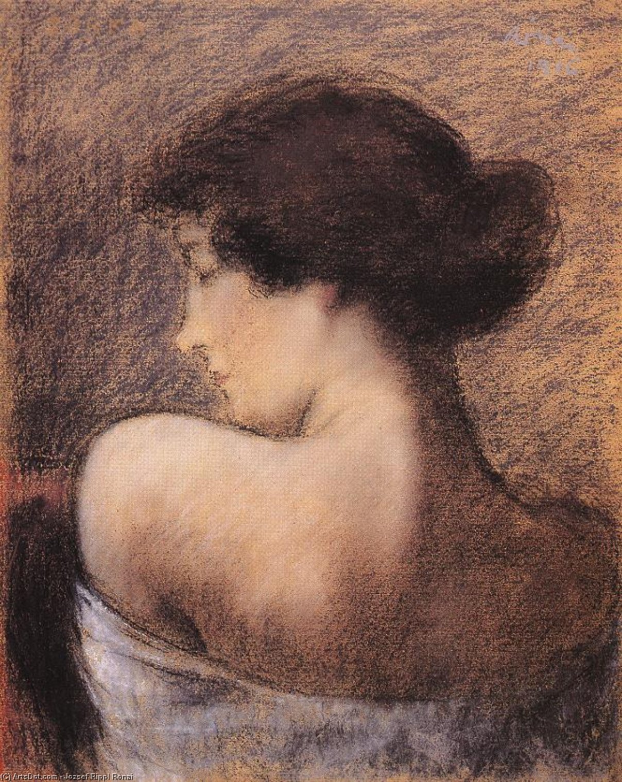 Wikioo.org – L'Encyclopédie des Beaux Arts - Peinture, Oeuvre de Jozsef Rippl Ronai - Profil de une femme ( également connu sous le nom Zorka )