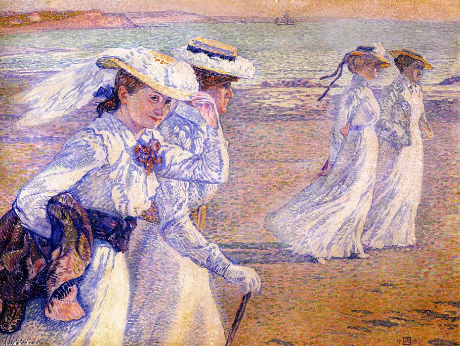 Wikioo.org - The Encyclopedia of Fine Arts - Painting, Artwork by Theo Van Rysselberghe - The Promenade (also known as The Stroll, Women on the Beach)