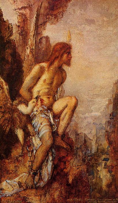 Wikioo.org - The Encyclopedia of Fine Arts - Painting, Artwork by Gustave Moreau - Prometheus in Chains