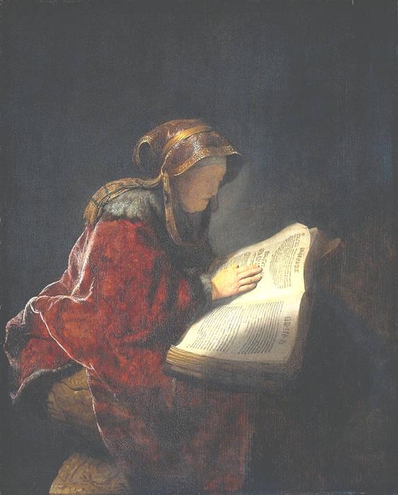 WikiOO.org - Encyclopedia of Fine Arts - Maleri, Artwork Rembrandt Van Rijn - The Prophetess Anna (also known as Rembrandt's Mother)
